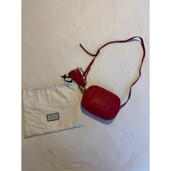 Gucci Soho Disco Bag Red Leather Crossbody w/ Tassel & Dust Bag - Picture 8 of 9